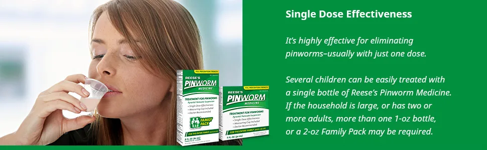 REESE'S PINWORM Medicine 2 oz PYRANTEL PAMOATE Suspension (1) - Pinworm Single Dose Effectiveness