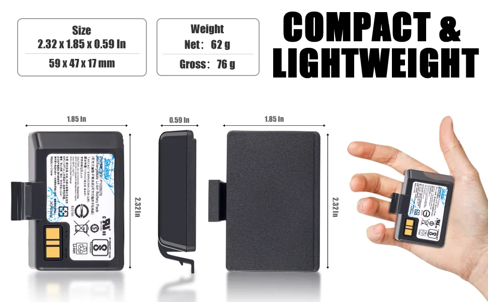 1150mAh 8.6Wh Replacement Batteries fit for Zebra EZ320 P1026078 battery - size