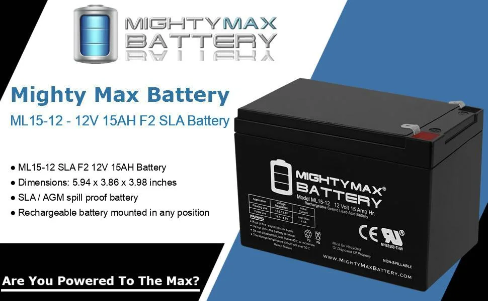 Mighty Max Battery 12V 15AH F2 SLA Battery for Goal Zero YETI 150 Solar Generator - product information 1