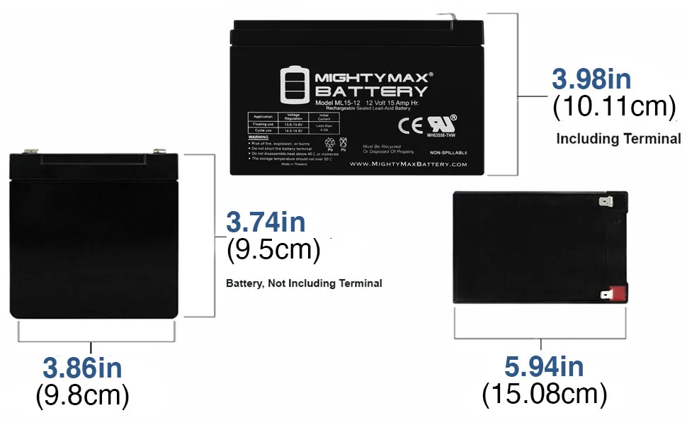 Mighty Max Battery 12V 15AH F2 SLA Battery for Goal Zero YETI 150 Solar Generator - product information 2