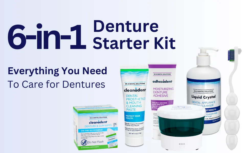 Dr. B Dental Solutions Complete Denture Care Kit - Designed by a Dentist in One Simple Kit  - Denture Starter Kit