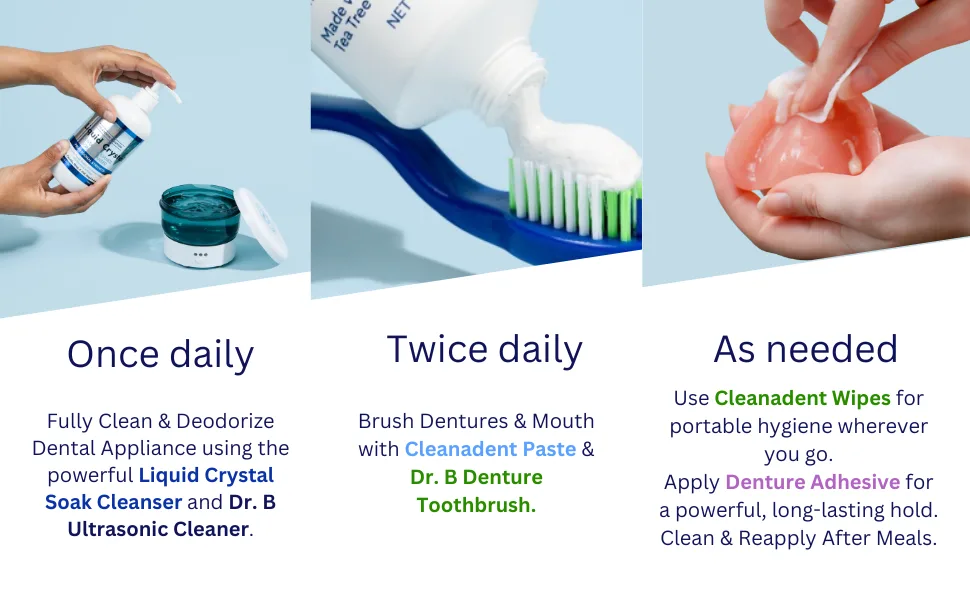 Dr. B Dental Solutions Complete Denture Care Kit - Designed by a Dentist in One Simple Kit  - How To Use