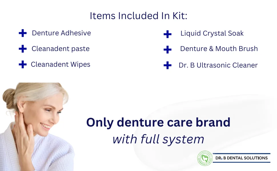 Dr. B Dental Solutions Complete Denture Care Kit - Designed by a Dentist in One Simple Kit  - Included in the Kit