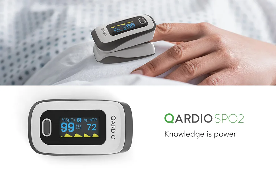 Qardio Bluetooth Pulse Oximeter and Smart SpO2 Blood Oxygen Sensor. Track Results Over Time with the Free Smartphone App for iOS and Android. - QardioSpO2 Pulse Oximeter - Knowledge is power