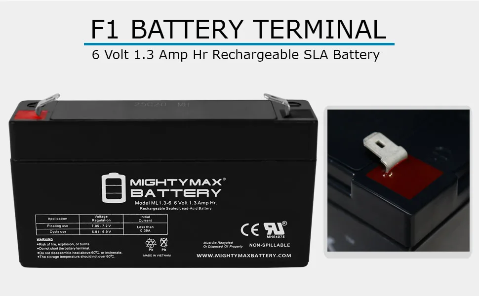 Mighty Max Battery 6V 1.3Ah SLA Replacement Battery Compatible with Unipower B00902 - product information 3