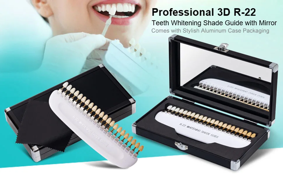 Teeth Whitening Shade Guide Professional 3D R-22 Tooth Whitening Shade Chart with 22 Colors - Tooth Bleaching Shade Chart - Professional 3D teeth Whitening Shade guide