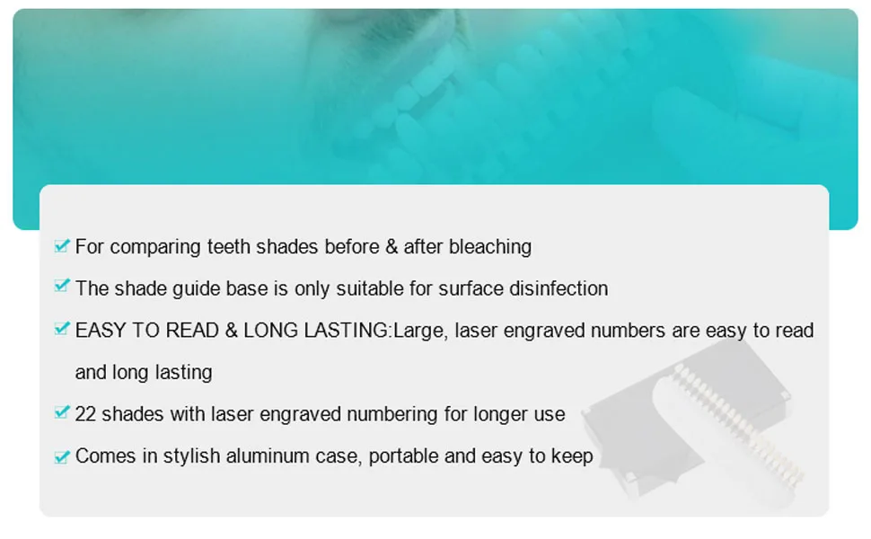 Teeth Whitening Shade Guide Professional 3D R-22 Tooth Whitening Shade Chart with 22 Colors - Tooth Bleaching Shade Chart - R-22 teeth whitening shade guide