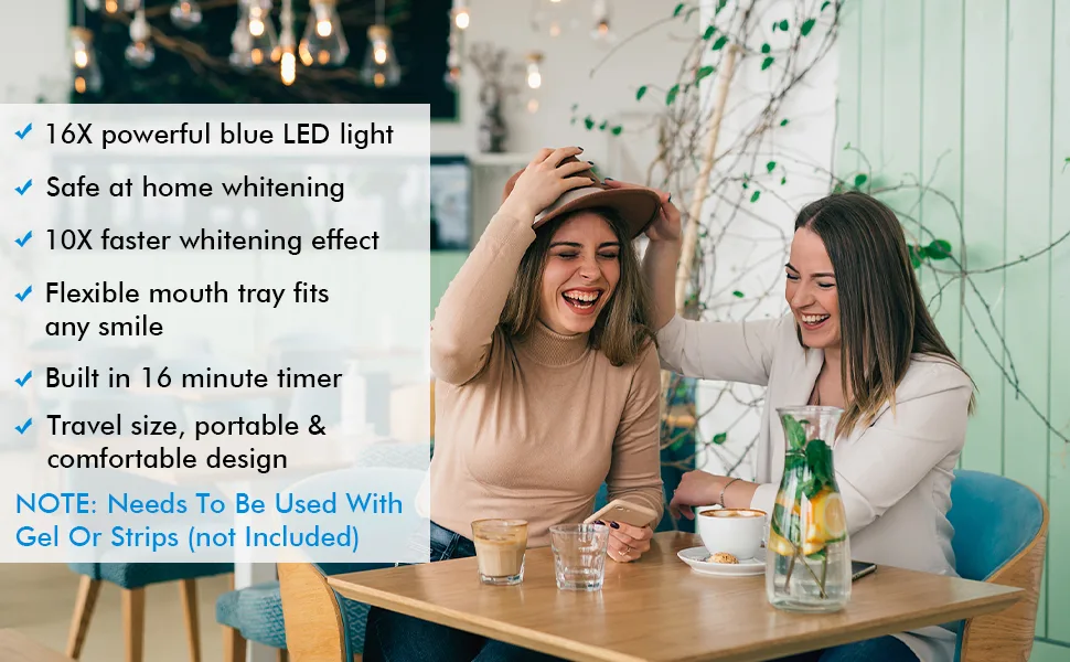 Teeth Whitening Light 10X More Powerful Blue Led Light Connected with USB Non-Battery Teeth Whitening LED Light in Home Use (Black) - teeth whitening kit