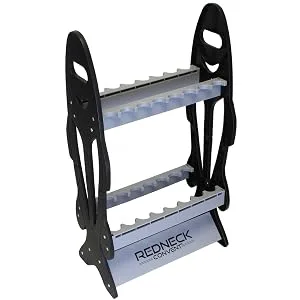 Redneck Convent Fishing Pole Vertical Floor Display Rack, 32in x 17.5in x 8in  Standing Storage Organizer for 16 Rods and Reels - product information 2