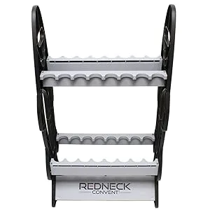 Redneck Convent Fishing Pole Vertical Floor Display Rack, 32in x 17.5in x 8in  Standing Storage Organizer for 16 Rods and Reels - product information 5