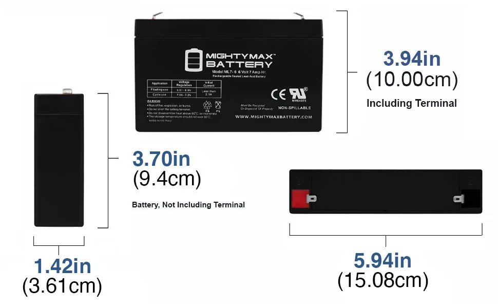 Mighty Max Battery 6V 7Ah SLA Replacement Battery for Philips ERC400 Base - product information 2