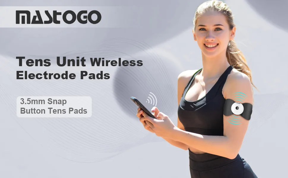 Wireless Tens Unit Electrode Pads with Standard 3.5mm Snap-in Connector Tens Unit Replacement Pads Reusable Self Adhesive Electrodes with Premium Quality Non-Irritating Design (Black) - 1-571??