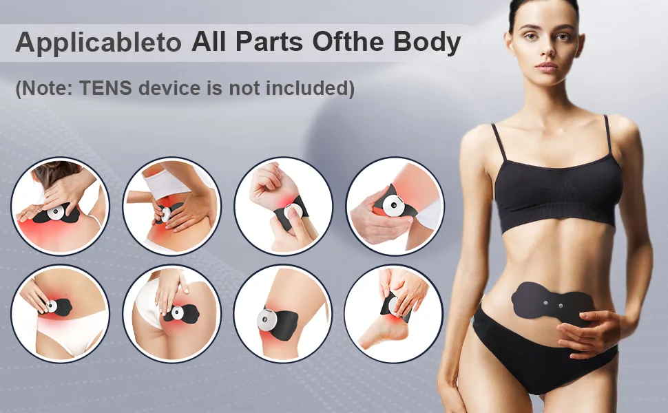 Wireless Tens Unit Electrode Pads with Standard 3.5mm Snap-in Connector Tens Unit Replacement Pads Reusable Self Adhesive Electrodes with Premium Quality Non-Irritating Design (Black) - 3-571??
