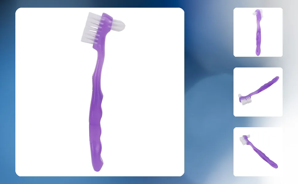 JTLB Portable False Teeth Cleaning Brush Denture Dirt and Plaque Remover Brush Kit Ideal for Elderly for Home and Travel Use () Purple - 1411220259811-1