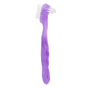 JTLB Portable False Teeth Cleaning Brush Denture Dirt and Plaque Remover Brush Kit Ideal for Elderly for Home and Travel Use () Purple - 1411220259811-2