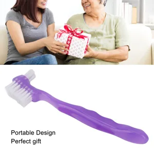 JTLB Portable False Teeth Cleaning Brush Denture Dirt and Plaque Remover Brush Kit Ideal for Elderly for Home and Travel Use () Purple - product information 6