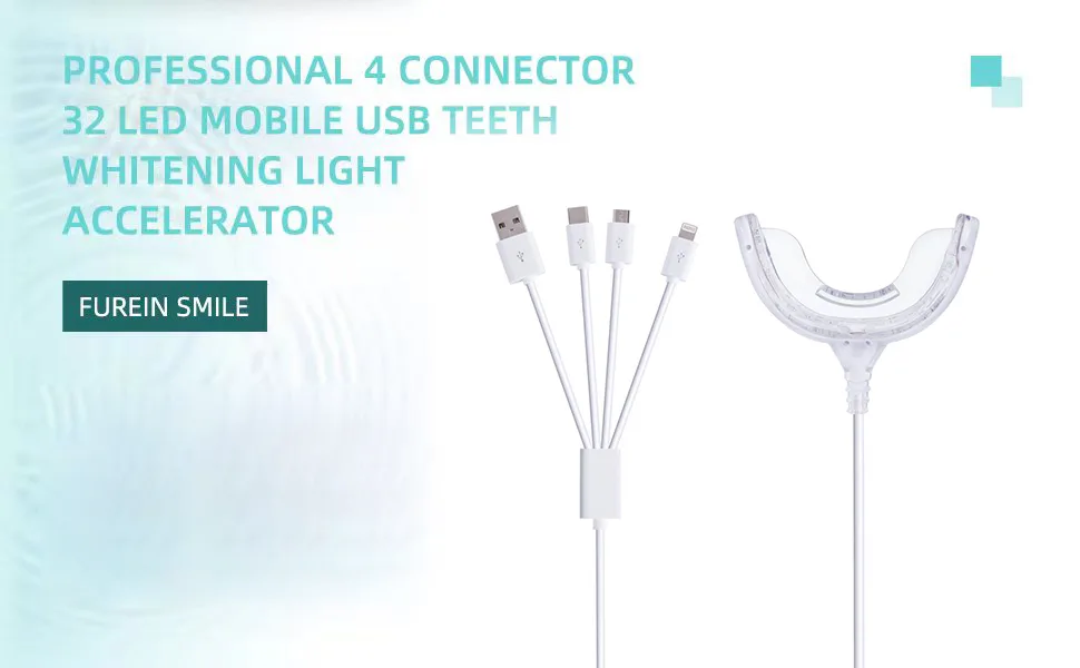 Teeth Whitening Accelerator Light 32x Blue LED Light Mouth Tray Teeth Whitening Enhancer Light Trays Connected with iPhone/Android/USB for Home Use - 32LED USB TEETH WHITENING LIGHT ACCELERATOR