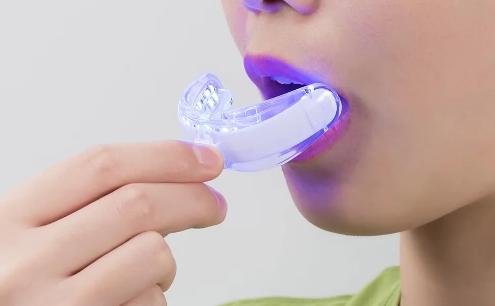 Teeth Whitening Accelerator Light 32x Blue LED Light Mouth Tray Teeth Whitening Enhancer Light Trays Connected with iPhone/Android/USB for Home Use - use teeth whitening light