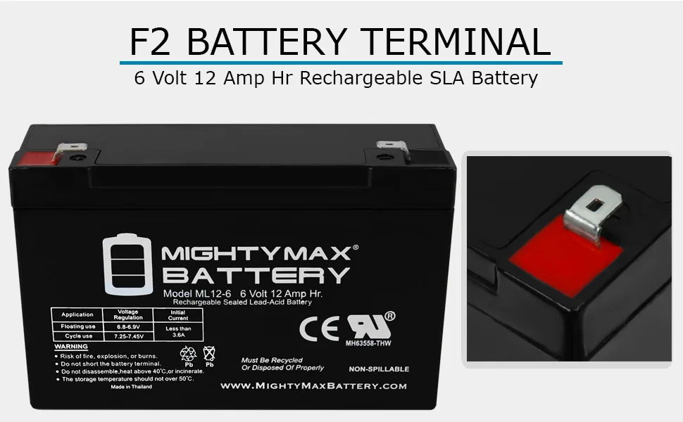 6V 12AH F2 Replacement Battery for Prescolite ERB-0610 - product information 3