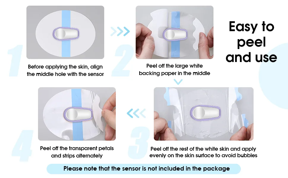 100 Pieces Shower Waterproof Patch Transparent Waterproof Adhesive Patch Compatible with G6 Overpatch Transparent Stickers Long Lasting Sweat-Proof Continuous Glucose Monitor Protection (Blue) - product information 3