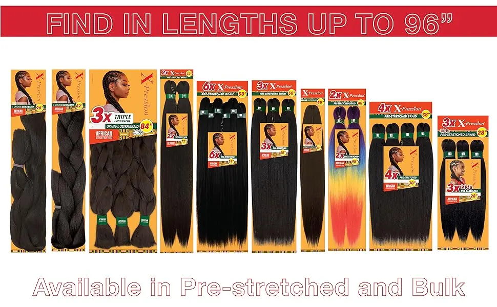 Sensationnel Synthetic X-Pression 100% Kanekalon - 2X Pre-Stretched Braid 48" (SM1B/33) - Lengths available