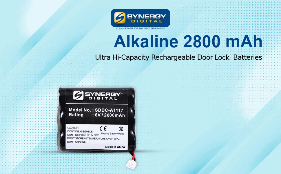 Synergy Digital Door Lock Battery Compatible with Interstate ADRY0068 Replacement (Alkaline 6V 2800 mAh) Ultra High Capacity Replacement for Saflok A28310 Battery - SDDC-A1117