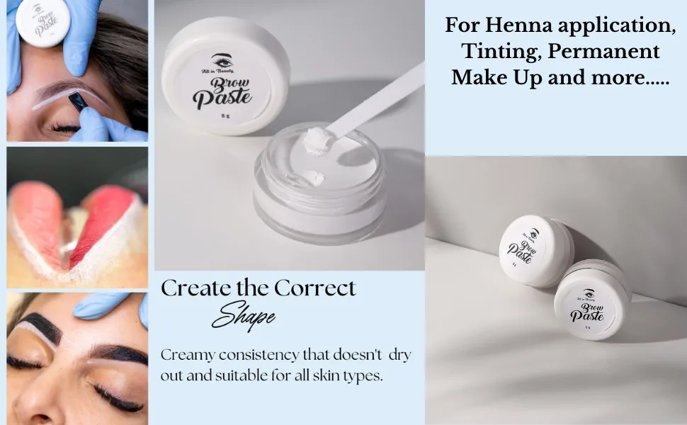 All in Beauty White Mapping Brow Paste 8g for Eyebrows design draw or sketch the shape and help to perfect Henna Application. - Mapping Brow Paste
