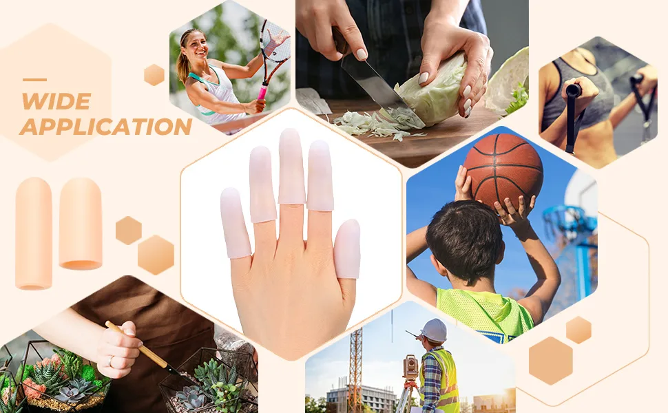 Frienda 30 Pieces Gel Finger Protector Finger Cots Silicone Finger Cover Cap Gel Finger Sleeves Finger Support for Finger Cracking Finger Trigger (White) - product information 5