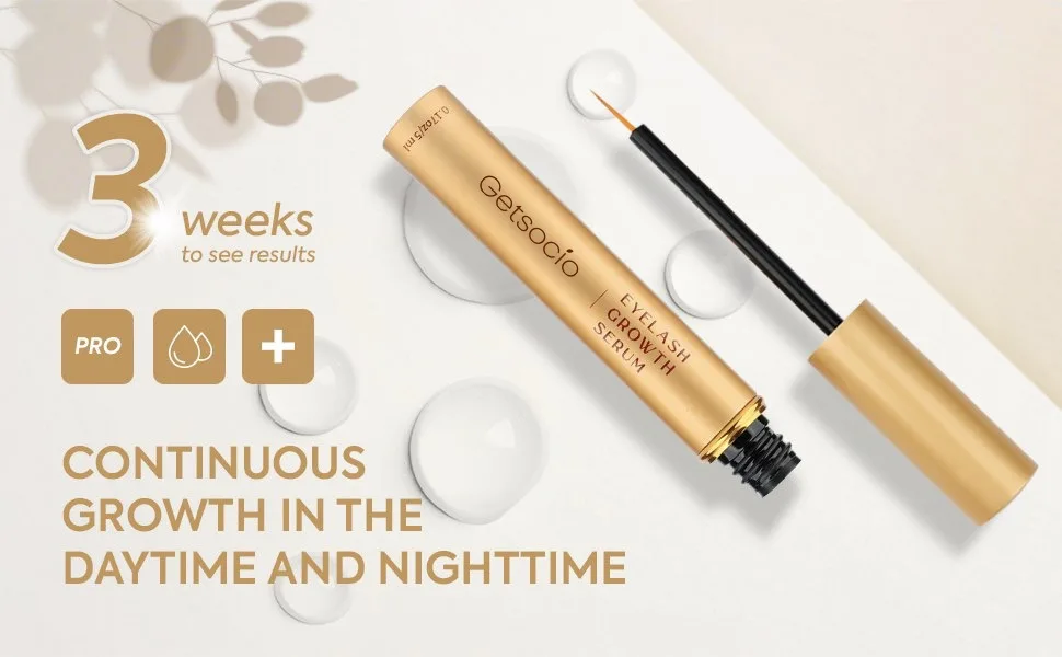 Getsocio Eyelash Growth Serum: Lash Enhancing Serum with Advanced Formula to Boost Longer Fuller and Thicker Luscious Lashes - Eyelash Serum