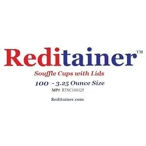 Reditainer Plastic Disposable Portion Souffle Cup with Lids, 100 Count (Pack of 1), White - product information 3