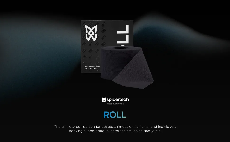 Spidertech Kinesiology Atheletic Tape 2 Inch Rolls (5 Metres Uncut) (Black) - rolls header