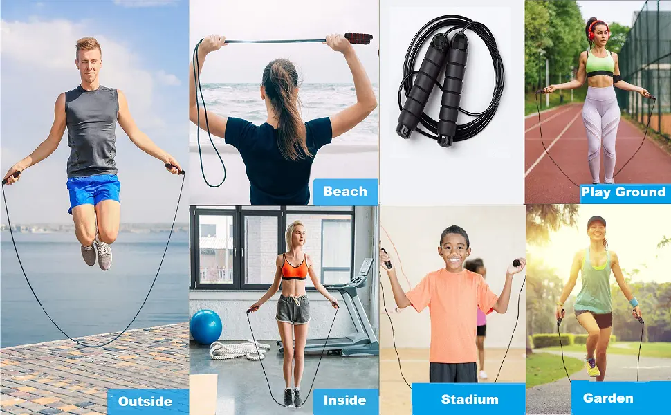Redify 2 Pack Adjustable Jump Rope for Workout, Fitness Jump Rope for Men Women and Kids, Speed Jumping Rope for Exercise - Lifestyle views