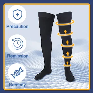 Zhanmai Thigh High Compression Socks 20-30 Mmhg Compression Stockings Thigh High Socks for Men Swelling XL Black - product information 3