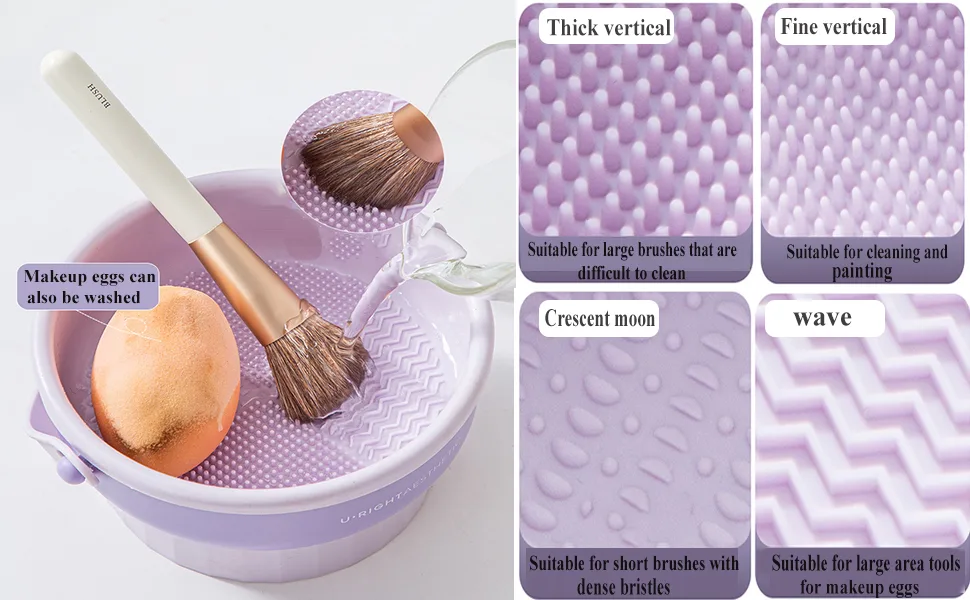 Makeup Brush Cleaner Mat 3 in 1 Silicone Makeup Brush Cleaner Bowl Cosmetic Brushes Cleaning Tool Organizer for Storage and Air Dry(Khkai) Khaki - product information 2