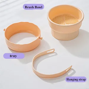 Makeup Brush Cleaner Mat 3 in 1 Silicone Makeup Brush Cleaner Bowl Cosmetic Brushes Cleaning Tool Organizer for Storage and Air Dry(Khkai) Khaki - product information 4