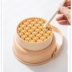 Makeup Brush Cleaner Mat 3 in 1 Silicone Makeup Brush Cleaner Bowl Cosmetic Brushes Cleaning Tool Organizer for Storage and Air Dry(Khkai) Khaki - product information 5