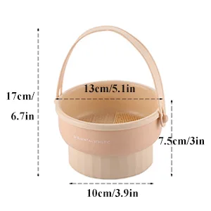 Makeup Brush Cleaner Mat 3 in 1 Silicone Makeup Brush Cleaner Bowl Cosmetic Brushes Cleaning Tool Organizer for Storage and Air Dry(Khkai) Khaki - product information 8