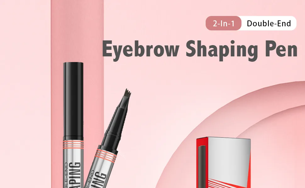 Eyebrow Brush with Color Brown - Microblading Eyebrow Pen - 2-in-1 Dual-Ended Pen with 4-Fork Tip & Eyebrow Brush for Effortlessly Natural-Looking Brows (Dark Brown) - Eyebrow Pen; Eyebrow Pencil; Eyebrow Tint; Microblading Eyebrow Pen; Brow Pencil Imethod Eyebrow Pen