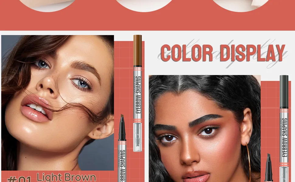 Eyebrow Brush with Color Brown - Microblading Eyebrow Pen - 2-in-1 Dual-Ended Pen with 4-Fork Tip & Eyebrow Brush for Effortlessly Natural-Looking Brows (Dark Brown) - Eyebrow Pen; Eyebrow Pencil; Eyebrow Tint; Microblading Eyebrow Pen; Brow Pencil;Imethod Eyebrow Pen