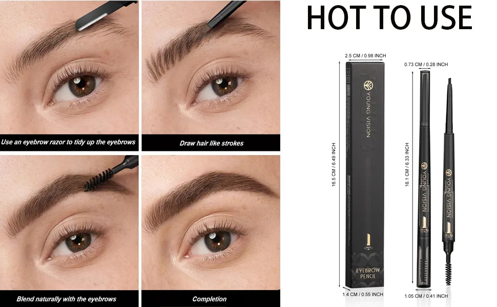 Dual-Sided Eyebrow Pencil Brow Kit 3 In 1 Long Lasting Waterproof Eye Makeup Pen Ultra Precise Brow Pencil Precise Defines Creates Full Natural-Looking Brows (#03 Light Brown) - Eyebrow Pencil 3 In 1 Micro Dual Ends Brow Pencil Kit with Brow Razor &Brush,Longwear Waterproof