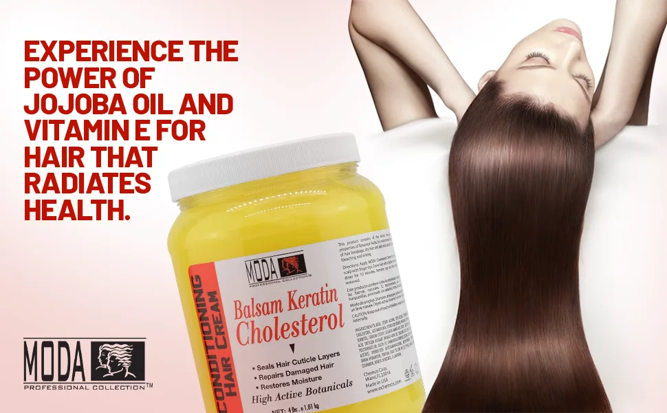 MODA - Cholesterol Deep Conditioning Hair Cream with Keratin Panthenol Collagen Amino Acids Jojoba Oil and Vitamin E 64 Oz - Cholesterol Deep Conditioning