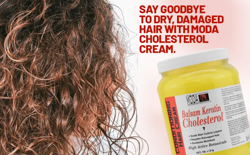 MODA - Cholesterol Deep Conditioning Hair Cream with Keratin Panthenol Collagen Amino Acids Jojoba Oil and Vitamin E 64 Oz - crafted in the USA