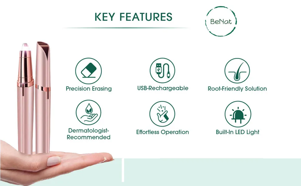 Rechargeable Eyebrow Hair Remover. Painless Eyebrow Trimmer. Stylish and Portable. Rechargeable. - Eyebrow2