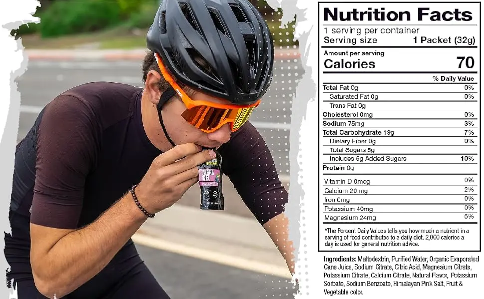 Ryno Power Mana Performance Gel Caddy (12 Servings) 'Mixed Beries' - Nutrition facts mana performance gel mixed berries.