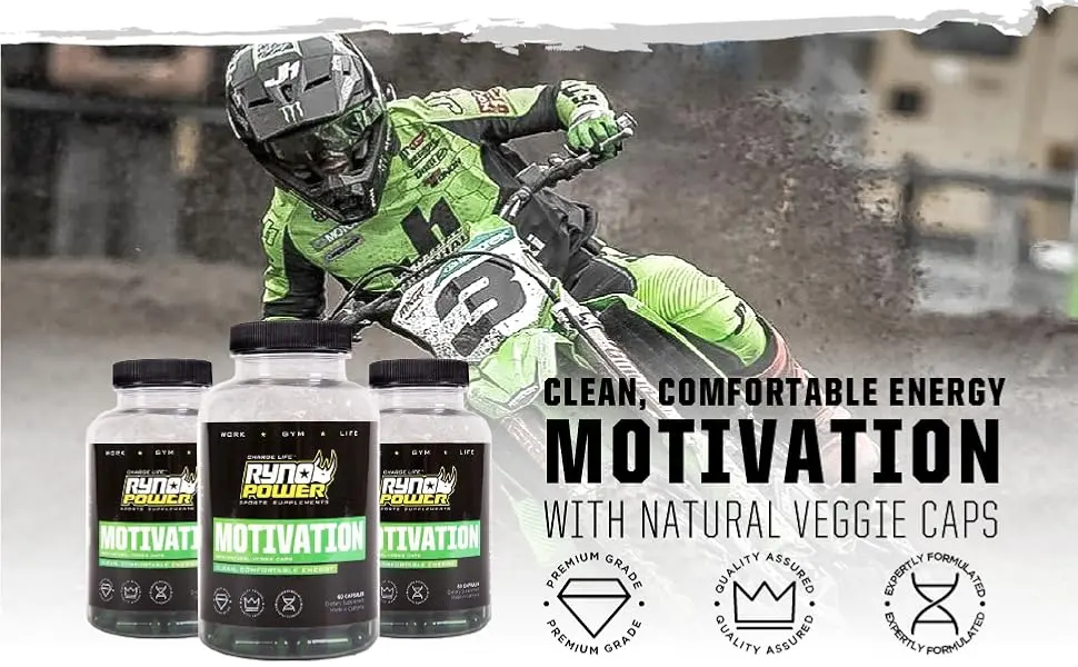 Ryno Power Motivation Pre-Workout Focus Energy Supplement Capsules (30 Servings) - Motivation Pre-Workout Focus Energy Supplement
