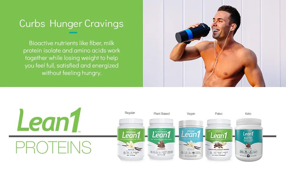 Lean1 Chocolate 5 Pound (37 Servings) Fat Burning Meal Replacement - Curbs Hunger Cravings