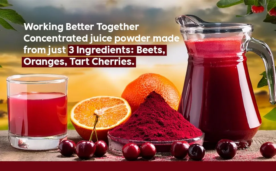 Nutri Gardens Powder - Concentrated Beetroot and Tart Cherries Supplement for Energy Support Oxygen Intake and VO2 Max (20 Servings) - beet boost