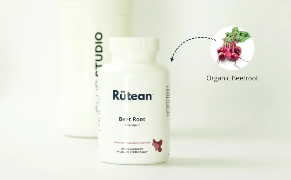 Beet Root Capsules 1300mg - Supports Nitric Oxide Production and Digestive Health - 60 Capsules - Rutean Beetroot capsules