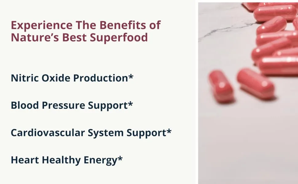 Beet Root Capsules 1300mg - Supports Nitric Oxide Production and Digestive Health - 60 Capsules - Rutean Beetroot helps Nitric Oxide production, heart health and supports blood pressure