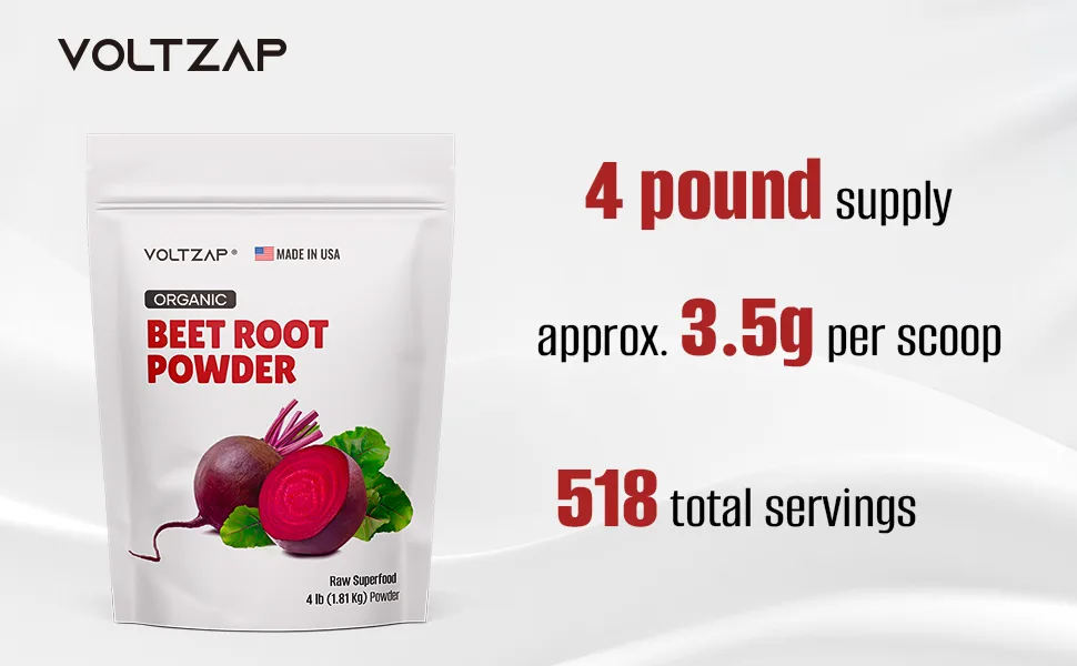 Beet Root Powder: Natural Superfood for Healthy Heart High Concentrated Raw Beet Supplement - Non-GMO Vegan Friendly Plant Based - beet root